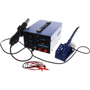 ELEMENT 853D, Паяльная станция 750Вт, фен 100-480°С, паяльник 200°-480°С, встроенный блок питания 0-15v/2А