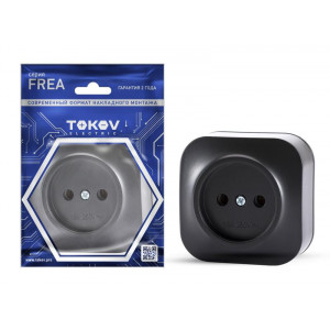 Розетка 1-м ОП Frea 16А IP20 250В без заземл. АБС-пластик карбон TKE-FR-R1-C14