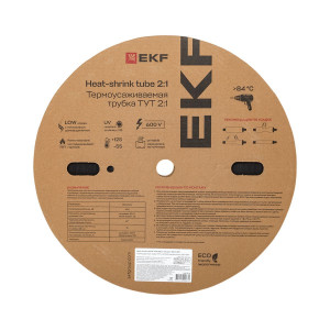 Термоусаживаемая трубка ТУТ нг 12/6 черная рулон PROxima tut-12-b