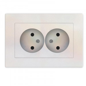 Розетка 2-м СП Афина 16А IP20 без заземл. в сборе жемчуг A0102-OBr