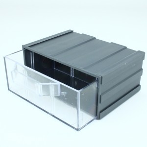 Бокс для р/дет К- 1 прозрачные/серый, Пластиковый контейнер для хранения крепежа, радиоэлектронных комплектующих, любых небольших деталей
