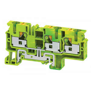 Заземляющая клемма CPG6/10/3, Заземляющая клемма, 3 точки подключения, тип фиксации провода: Push-in, номинальное сечение: 10 мм кв., ширина: 6 мм, цвет: желто-зеленый, тип монтажа: DIN35