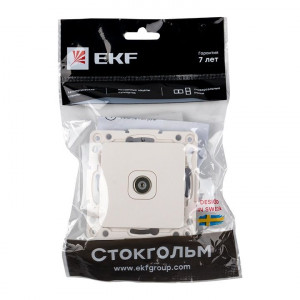 Стокгольм Механизм Розетки TV 1-местной проходной 75Ом 5-862МГц винтовые клеммы белый EKF PROxima