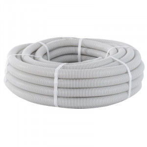Труба гофр. ПВХ с протяжкой d25 мм (10 м) серая Plast tg-z-25-10m