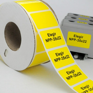 Маркировка прямоугольная NPP-35х22 Y, Маркировочная наклейка, для позиционного обозначения электрооборудования в шкафу и маркировки провода, размер 35х22 мм, цвет желтый, для принтера: RT200, RT230, в упаковке 1400 наклеек