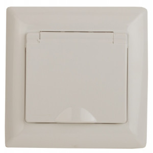 4-203-02 Розетка 2P+E Schuko с крышкой, 16А-250В, СУ, Solo, сл.кость (10/100/2400) Б0043320