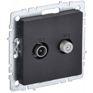 BRITE Розетка двойная TV+SAT РТВ/РСп12-БрЧ черный BR-AF20-O-K02