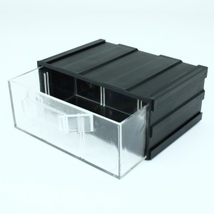 Бокс для р/дет К- 1 прозрачные/черный, Пластиковый контейнер для хранения крепежа, радиоэлектронных комплектующих, любых небольших деталей