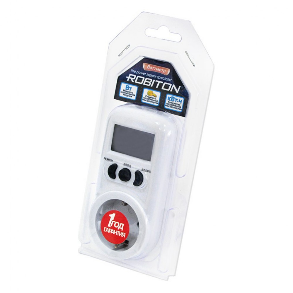 Изображение товара Ваттметр Robiton PM-1 16А 3600Вт для точного измерения мощности