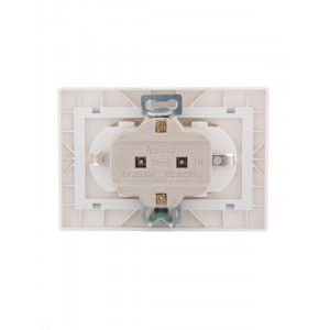 Розетка 2-м СП Mira 16А IP20 с заземл. с сер. вставкой керамика бел. 701-0215-127