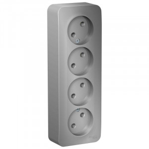 Розетка 4-м ОП Blanca 16А IP20 250В без заземл. без защ. шторок с изолир. пластиной алюм. SE BLNRA000413