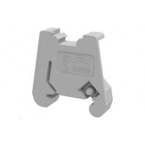 Концевой стопор 215208, Концевой стопор, тип зажима: защелка, материал: пластик, ширина: 5,2 мм, цвет: серый, тип монтажа: DIN15