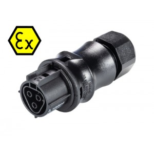 Розеточный разъем на кабель EX RST20I3FXB2 ZR1 SW, Взрывозащищенный розеточный разъем на кабель диам. 6-10 мм, IP68(69k), 3 полюса, пружинная фиксация провода, номинальные характеристики: 250/400V, 20A, цвет: черный, серия RST Ex