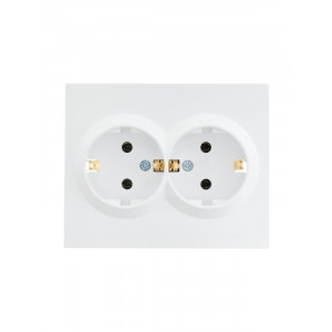Розетка 2-м СП VESNA с заземл. ПБТ бел. 742-0200-127B