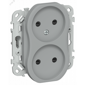 FLITE Розетка 2-местная без заземления с защитными шторками безвинтовое крепление 10А РСш02-1-ФлС серый IEK FI-R23-10-1-K03