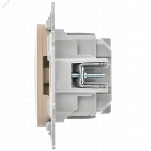 FLITE Розетка с заземлением с защитными шторками безвинтовое крепление 16А РСш11-1-ФлЛ льняной IEK FI-R14-16-1-K88