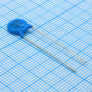 TSV07D390K, Варистор 25Vac/31Vdc, 500A, 39V(1mA), прямые радиальные выводы, шаг 7.5мм, россыпь