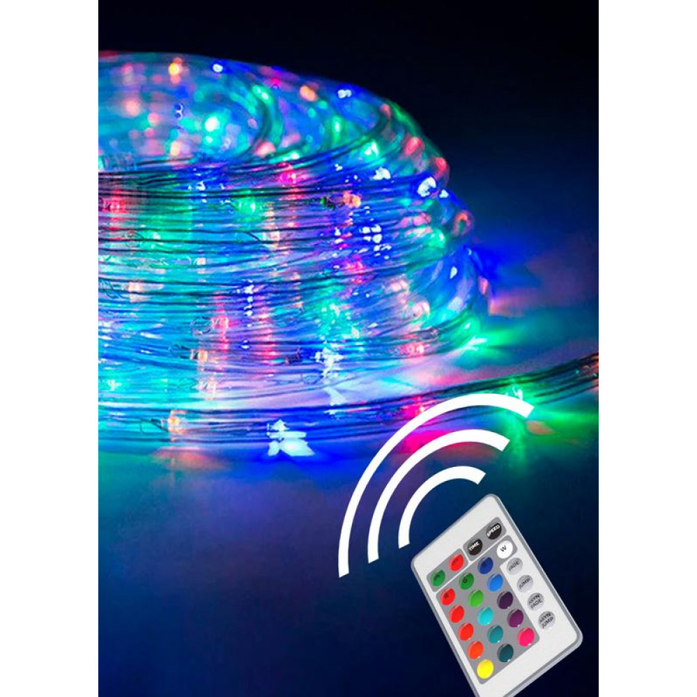 Изображение товара Светодиодная гирлянда Дюралайт 10м с пультом и клипсами мультиколор USB 5В КОСМОС