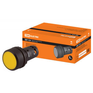Кнопка с фиксацией SB7-CAL55 d22мм 1з+1р желтая SQ0746-0016