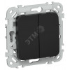 FLITE Выключатель 2-клавишный кнопочный 10А ВС12-2-0-ФлЧ черный IEK FI-V24-0-10-1-K02