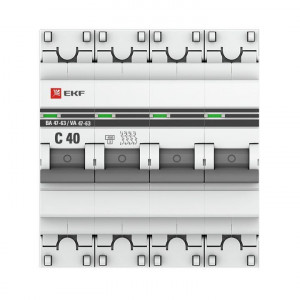 Автоматический выключатель 4P 40А (C) 4,5kA ВА 47-63 PROxima mcb4763-4-40C-pro