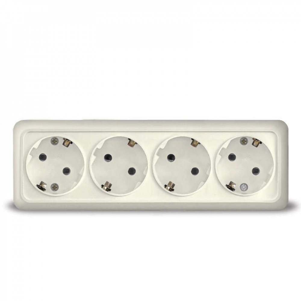 Изображение товара Розетка 4-м ОП Олимп с заземлением и защитой IP67