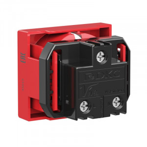 Розетка 1-м 2мод. Viva 16А IP20 2P+E с заземл. защ. шторки красн. 45015