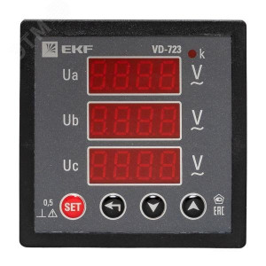 Вольтметр цифровой VD-723 на панель 72х72 трехфазный vd-723
