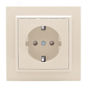 Розетка 1-м СП Минск 16А IP20 с заземл. защ. шторки беж. ERR16-028-200