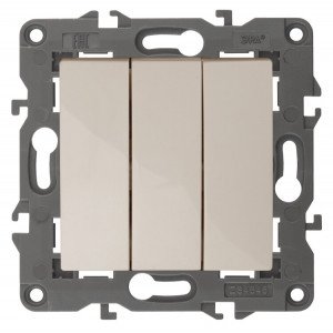 14-1107-02 Выключатель тройной, 10АХ-250В, IP20, Elegance, сл.кость (10/100/3000) Б0034250