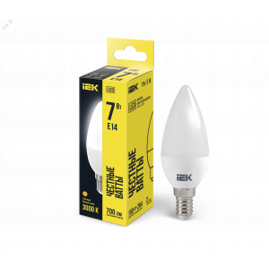 Лампа светодиодная ECO C35 7Вт свеча 3000К E14 230В LLE-C35-7-230-30-E14