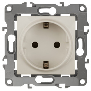 12-2111-02 Розетка 2P+E Schuko, 16A-250В, IP20, винт, 2, слоновая кость (10/100/2100) Б0029237