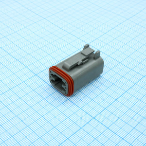DT06-4S, DT Series Contact Size 16 4 Way Gray Plug