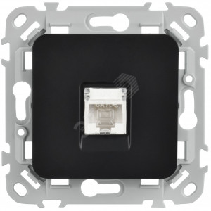 FLITE Розетка компьютерная RJ45 категория 5Е UTP РК5е-1-0-ФлЧ черный IEK FI-K12-1-K02