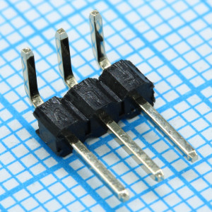 DS1022-1X3RDF11-B, Соединитель штыревой, вилка на плату однорядная, 3pin(1x3), шаг 2.54мм (A=3mm, B=6mm, C=10.36mm), тип - D