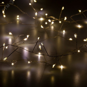 Светодиодная новогодняя гирлянда ЕNIG - 100M нить Мишура 3 м теплый белый 150 microLED 220 V Б0051871