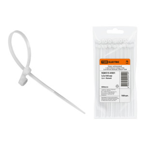 Хомут нейлоновый с монтажным отверстием 3,5х100 мм (белый) (100шт) SQ0515-0501