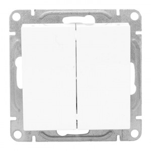 Механизм выключателя, двухклавишный, белый Эпика EKF UP1-SWW-20