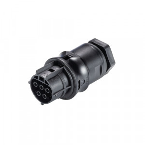 Розеточный разъем в панель RST20I5S B1 M00 SW, Розеточный разъем в панель, М20, 5 полюсов, тип фиксации провода: винтовой, номинальные характеристики: 250/400V, 20A,цвет корпуса:черный,цвет контактной вставки: черный, серия RST Classic