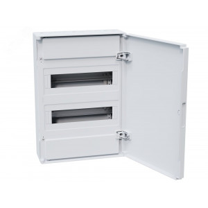 Щит распределительный навесной с пластиковой белой дверцей на 24 модуля, OptiBox Pro 24-NNR-IP40 379797