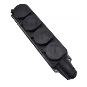 РОЗЕТКА ЧЕТЫРЕХМЕСТНАЯ С ЗАГЛУШКАМИ КАУЧ, РОЗЕТКА ЧЕТЫРЕХМЕСТНАЯ С ЗАГЛУШКАМИ КАУЧУК AM-K06 2Р+РЕ 16А