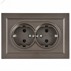 Розетка 2-м СП BRITE РС12-3-БрТБ 16А в сборе с заземл. без защ. шторок бронза BR-R21-16-K45-F