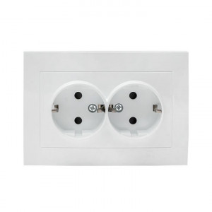 Розетка 2-м СП Валенсия 16А IP20 с заземл. защ. шторки бел. PROxima EWR16-128-10