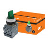 Переключатель на 2 положения с фиксацией M2SS1-21G короткая ручка(LED) d22мм/220B 1з+1р зеленый SQ0747-0071