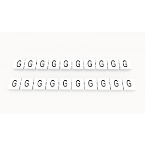Маркировка (в кассетах) ZB10-10P-19-07Z(H), Кассета с маркировочными шильдиками, для клемм сечением 10 мм.кв., верхняя, 10 шильдиков, нанесенные символы: G, с вертикальным расположением, размер шильдика: 9,3 x 10,7 мм, цвет: белый