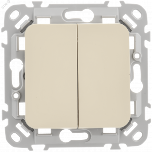 FLITE Выключатель 2-клавишный 10А ВС12-1-0-ФлСл сливочный IEK FI-V20-0-10-1-K86
