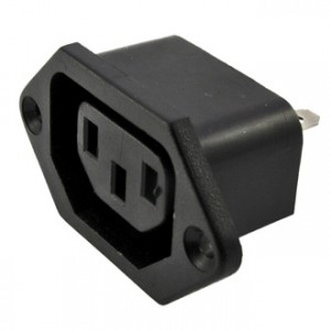 AC-022, Разъем питания серии AC, розетка 3-х полюсная,фланцевое крепление, 10А 250В