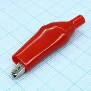 AG-110A-C/R, Зажим "Крокодил" с изолятором красный, 10А, 43.5мм