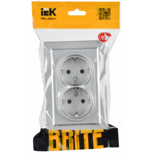 Розетка 2-м СП BRITE РСш12-3-БрА 16А в сборе с заземл. защ. шторки алюм. BR-R24-16-K47-F
