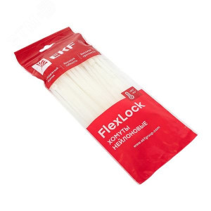 Хомут P6.6 4.8х250 FlexLock стандартный бел. (уп.100шт) PROxima plc-fl-ctsw-4.8x250